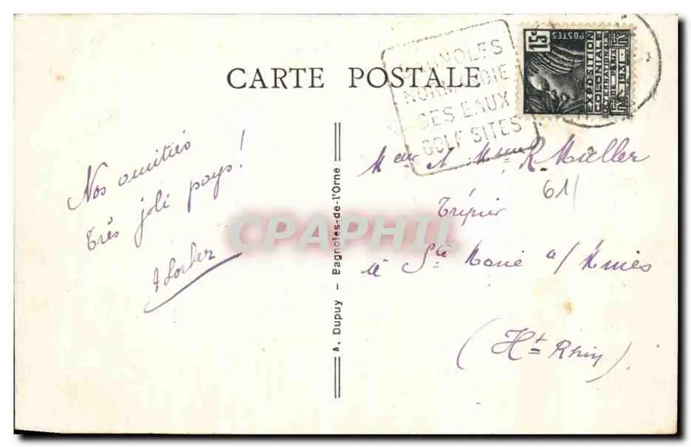 Bagnoles-de-l'Orne — Das See-Casino — Verlag A. Dupuy, n°34 - Rückseite