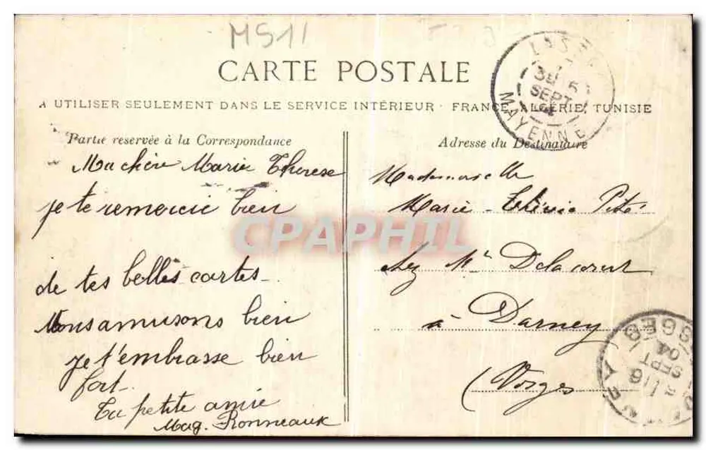 Bagnolles-de-l'Orne — Schloss la Roche-Bagnoles — E. Roussel, Verlag, Argentan - Cliché D. - Rückseite