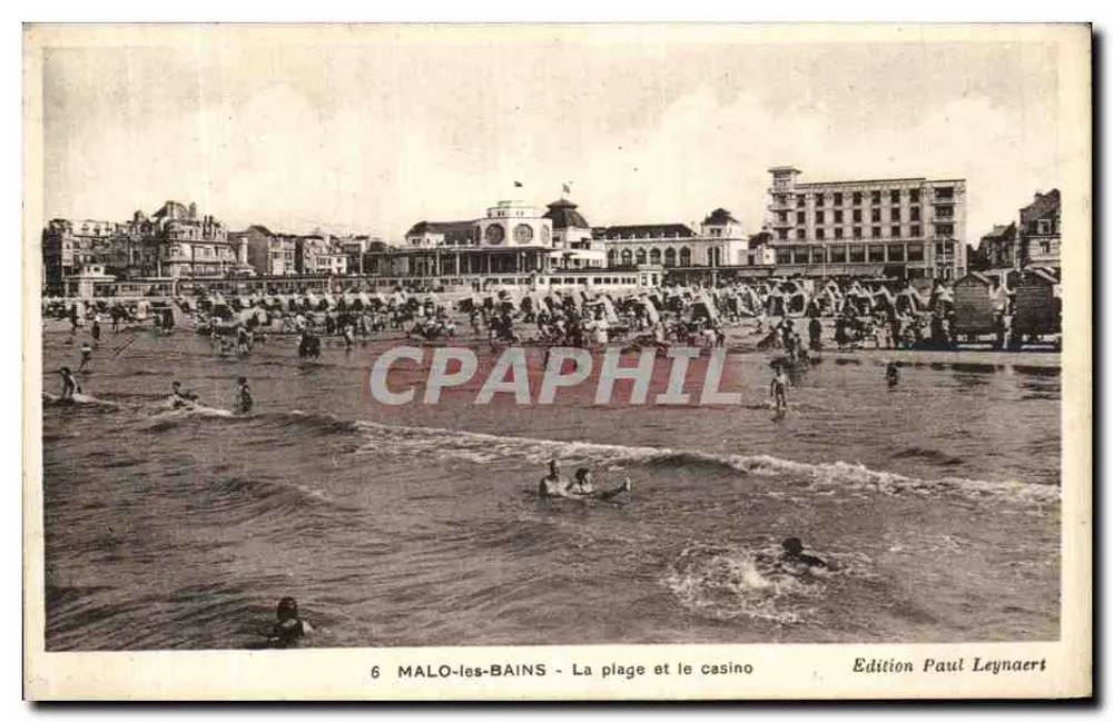 MALO-les-BAINS - Die Strandpromenade und das Casino — Ausgabe Paul Leynaert, Nr. 6 - Vorderseite