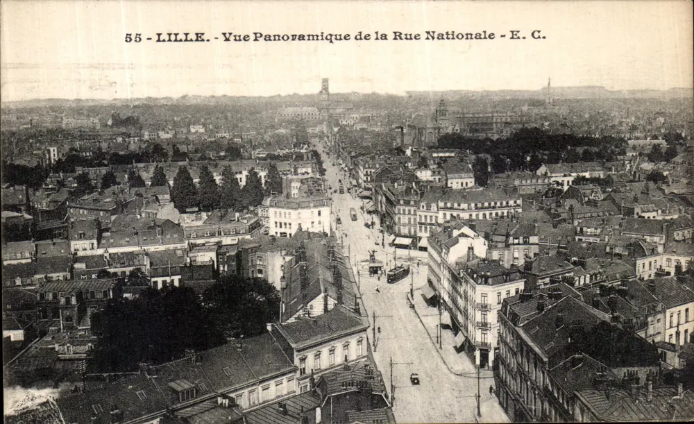 LILLE - Panoramablick auf die Nationale Straße - E. C. - Vorderseite