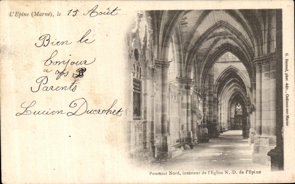 L'Épine (Marne) — Innenansicht der Kirche Notre-Dame — G. Durand, phot. publ., Châlons-sur-Marne - Vorderseite