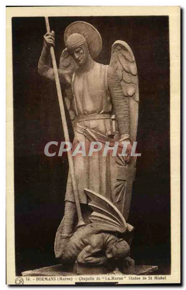 Dormans (Marne) — Capela de 'La Marne' — Estátua de São Miguel - Frente