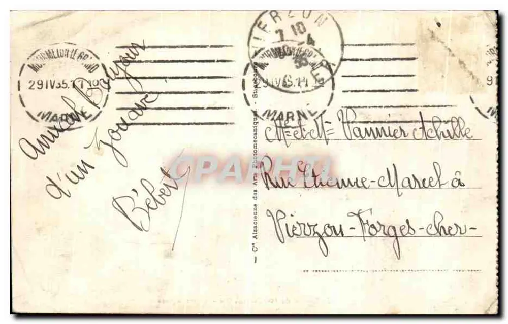 Camp de Mourmelon — Chars d'Assaut — éditeur Cie Alsacienne des Arts Photographiques - Achterkant