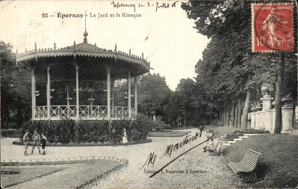 Épernay - A Jard e o Kiosque — Edição J. Fournier em Épernay, n°22 - Frente