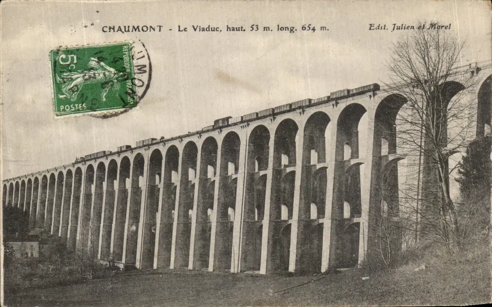 Chaumont - O Viaduto — altura 53 m, comprimento 654 m — Edit. Julien et Morel - Frente