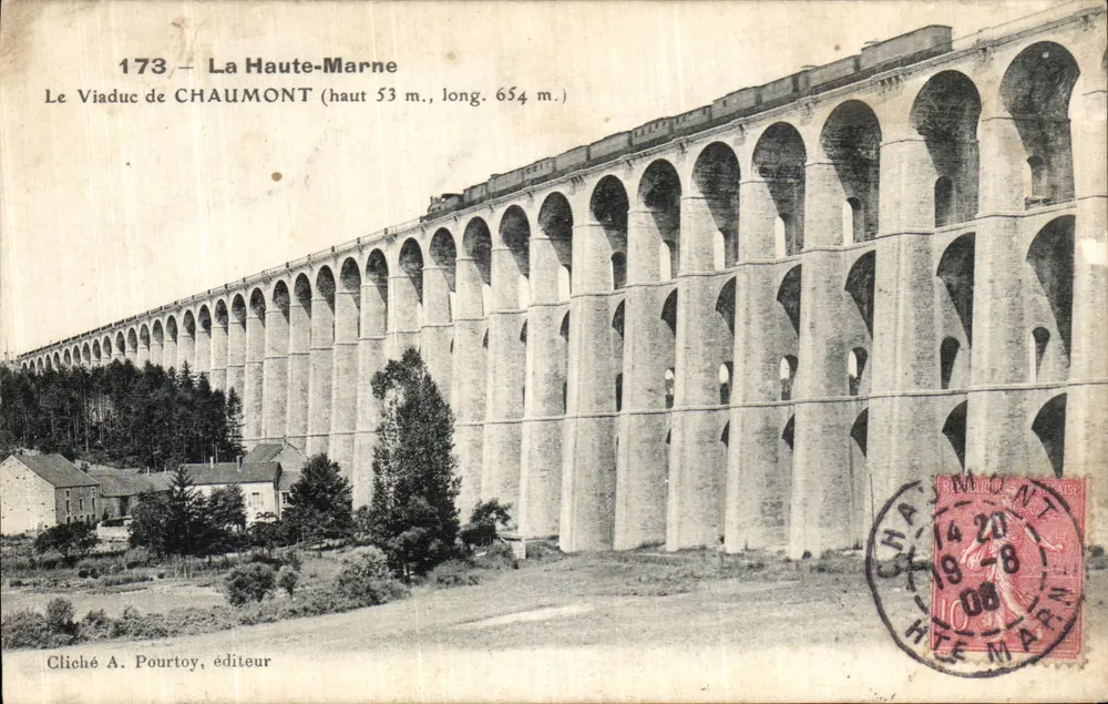El Viaducto de Chaumont — Alta Marna — Cliché A. Pourtoy, editor n°173 - Anverso