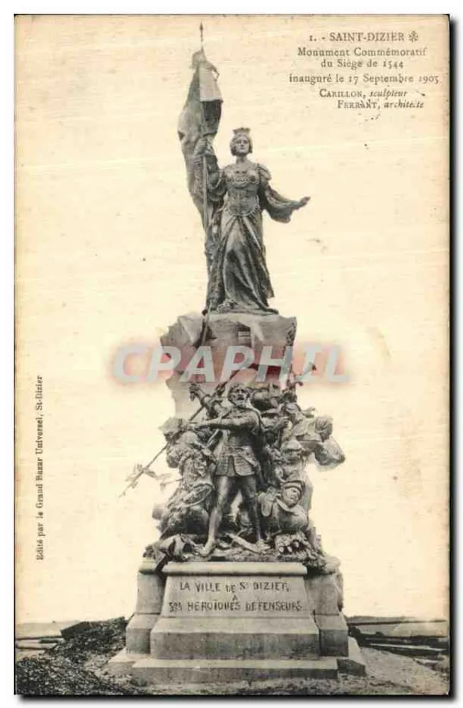 Saint-Dizier — Gedenkmonument zum Belagerungsjahr 1844 — herausgegeben vom Grand Bazaar (Universe) in Saint-Dizier - Vorderseite