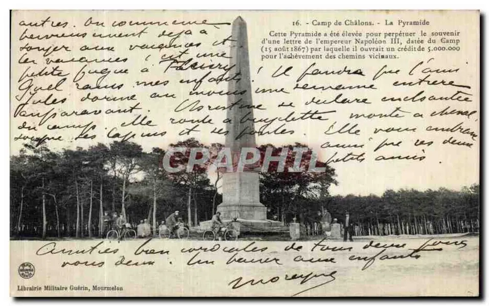Camp de Châlons - A Pirâmide — editor Livraria Militar Guérin, Mourmelon - Frente