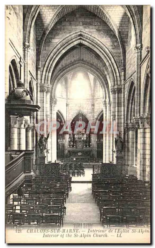 Châlons-sur-Marne — Innenansicht der Kirche St-Alpin — LL Nr. 121 - Vorderseite