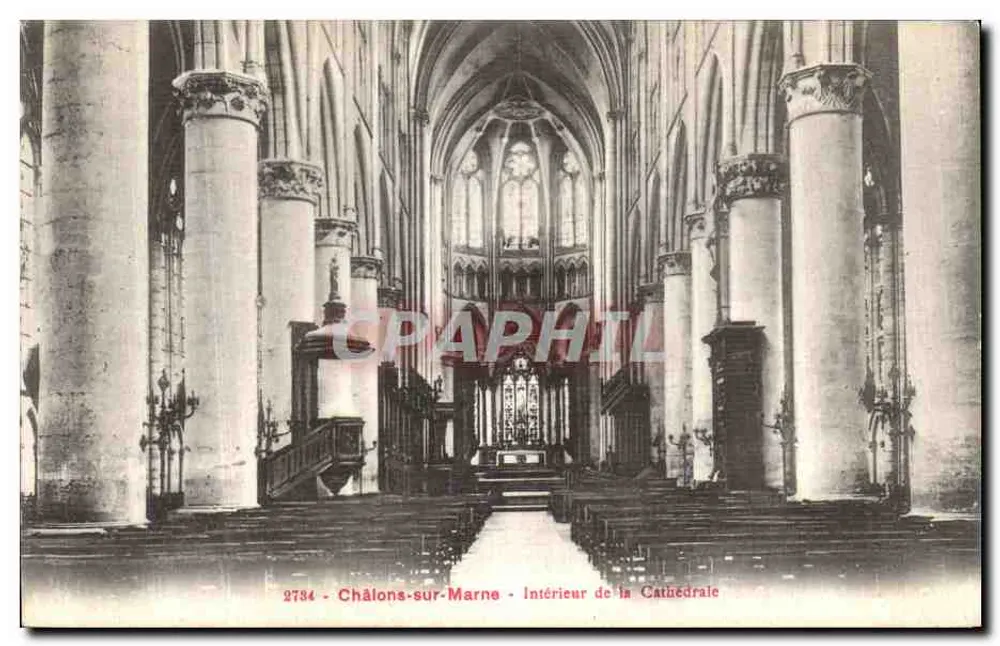 Châlons-sur-Marne — Interior da Catedral — Phototypie A. Rey et Fillette à Château-Thierry - Frente