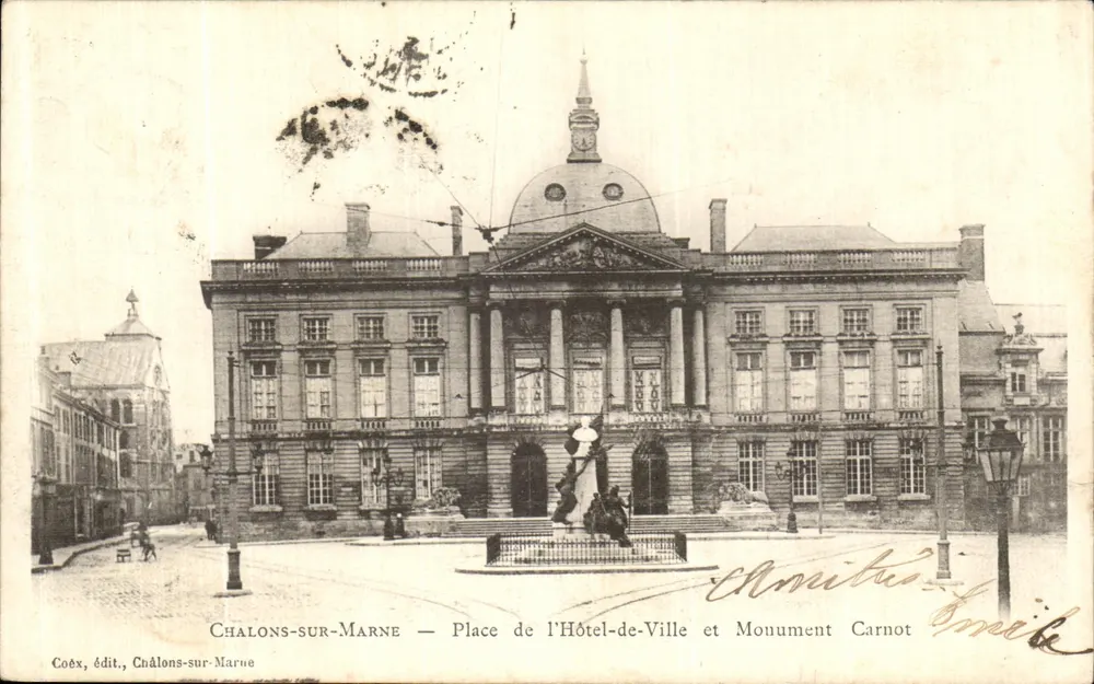 Châlons-sur-Marne — Place de l'Hôtel-de-Ville und Monument Carnot — Coëx, Verlag, Châlons-sur-Marne - Vorderseite