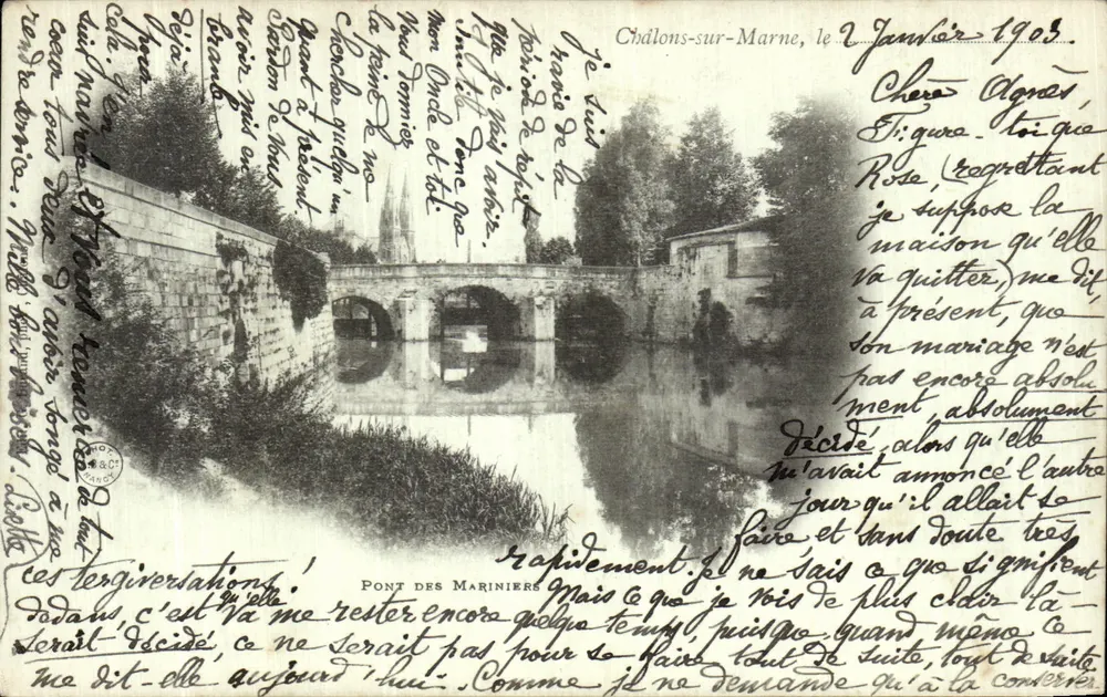 Ponte dos Marinheiros — Châlons-sur-Marne — editor A. & C. (Châlons-sur-Marne) - Frente