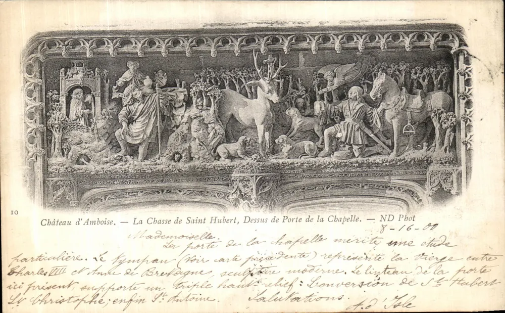 Schloss Amboise — Die Jagd des Heiligen Hubert, Türpanel der Kapelle — ND Pbot - Vorderseite