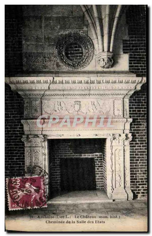 Amboise (L.-et-L.) - Das Schloss (monumental historisch) - Kamin der Salle des États - Vorderseite