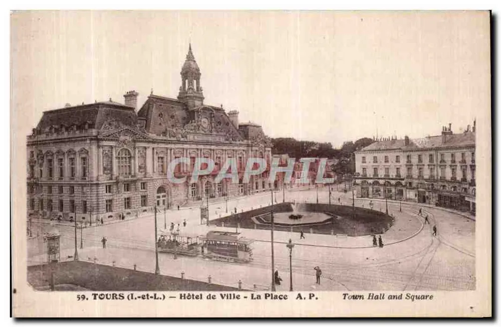 Tours (Loire-et-Loire) — Rathaus und Platz — Verlag A.P. n°59 - Vorderseite