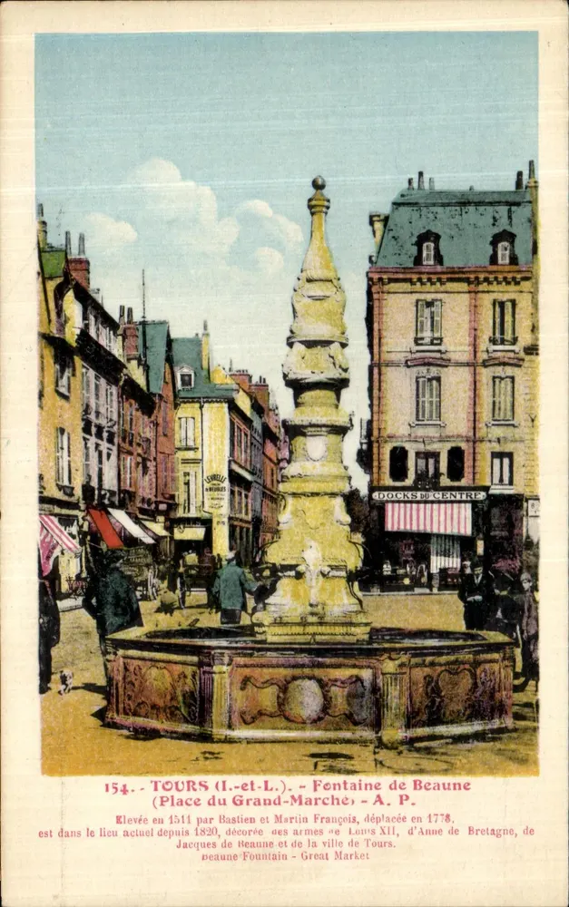Tours (Indre-et-Loire) - Fontäne von Beaune - Place du Grand-Marché - Vorderseite