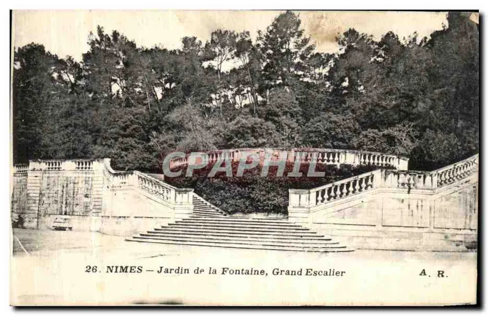 Nîmes — Jardin de la Fontaine, Grand Escalier — A.R. n°26 - Vorderseite