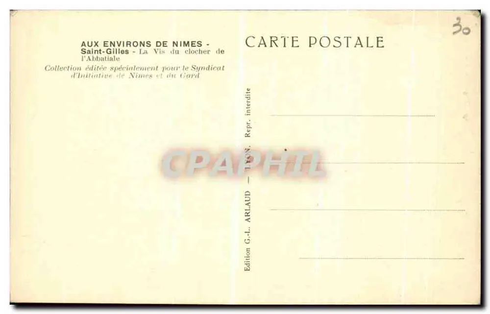 Saint-Gilles — O campanário da Abbatiale — Edição G.-L. Arlaud - Verso