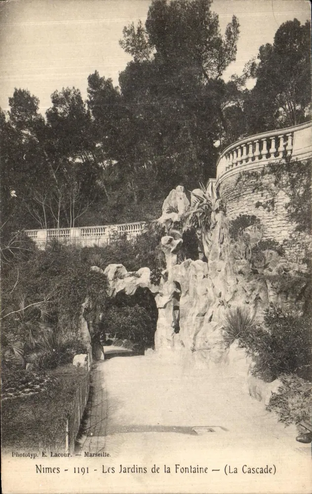 Nîmes - Die Gärten der Fontaine — (Die Wasserfall) — Phototyp. E. Lacour — Marseille - Vorderseite
