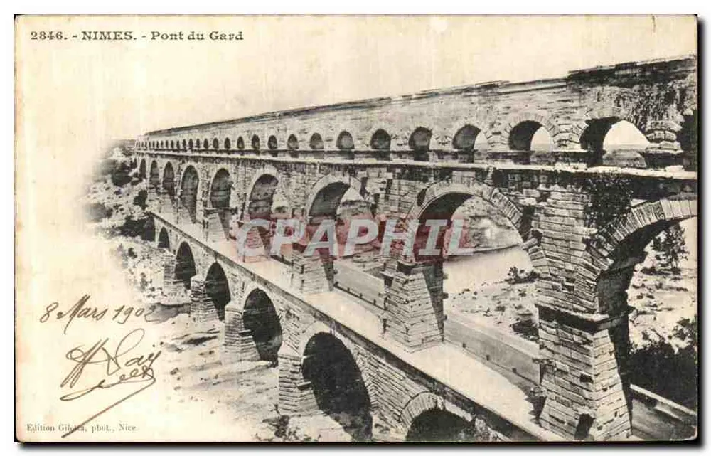 Nîmes - Pont du Gard — Edição Gilot, fot. Nice, n° 2816 - Frente