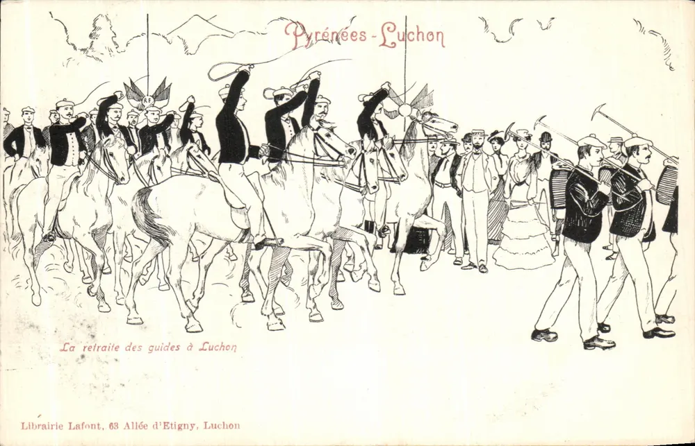 A retraite dos guias em Luchon — Pyrénées-Luchon — Librairie Lafont, 63 Allée d'Etigny, Luchon - Frente