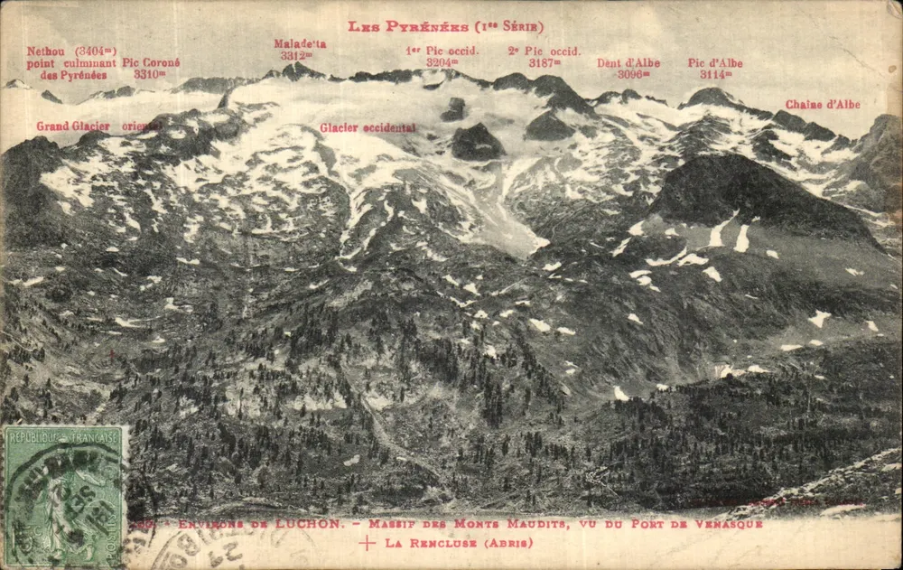 Massiv der Monts Maudits, vom Port de Venasque aus gesehen — Um Luchon — 1. Serie - Vorderseite
