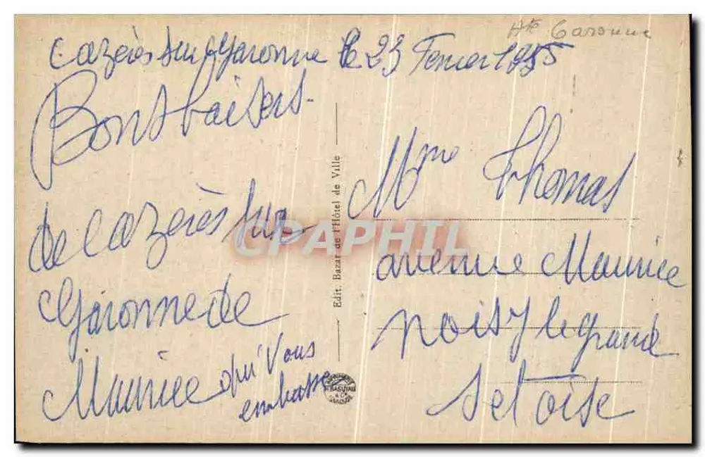 Cazères — Der Zusammenfluss der Oouride und Garonne — TW 25180 - Rückseite