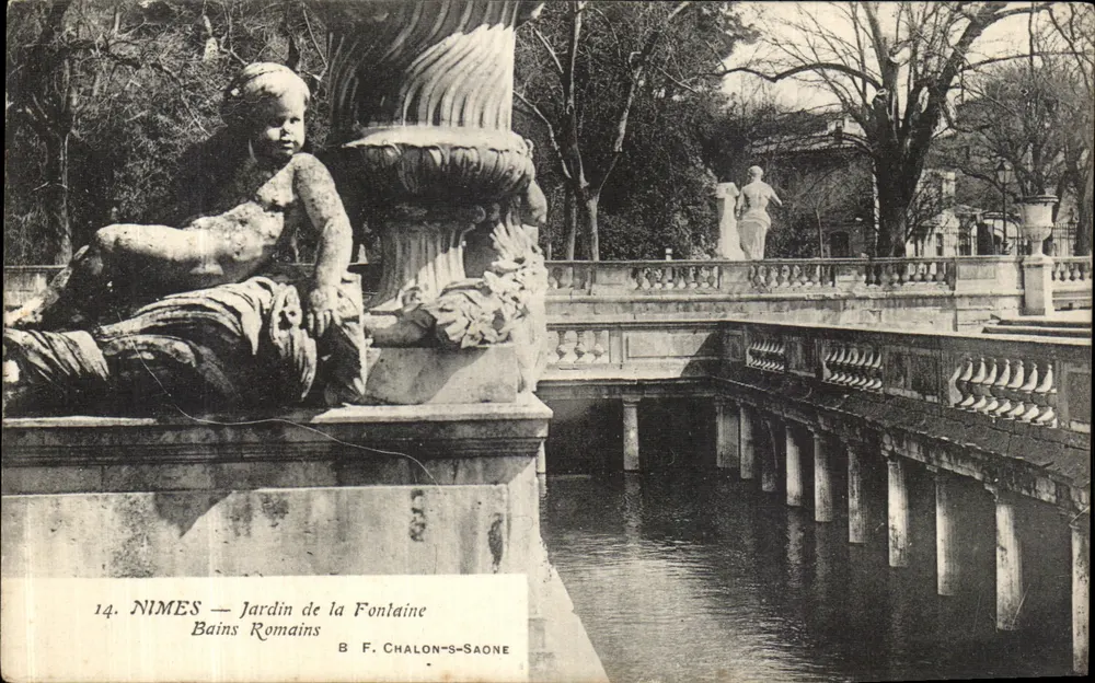 Nîmes — Garten der Fontaine des Bains Romains — B. F. Chalon-Saône - Vorderseite