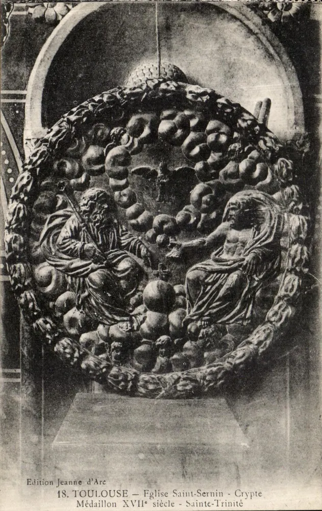 Toulouse - Kirche Saint-Sernin - Krypta - Medaille des 17. Jahrhunderts - Heilige Dreifaltigkeit - Vorderseite