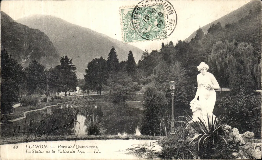 Luchon — Park der Quinconces. Die Statue der Lys-Tal — LL. Nr. 49 - Vorderseite