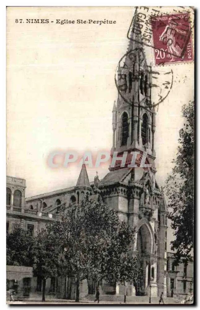 Nîmes - Igreja de Santa Perpétua — Bilhete postal antigo n°87, editor não visível - Frente