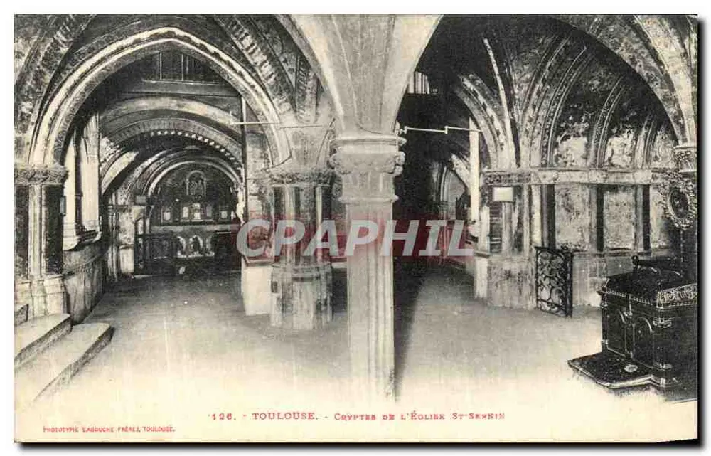 Toulouse - Criptas da Igreja de São Sernim — Fototipia Labbuche Frères, Toulouse, n°126 - Frente