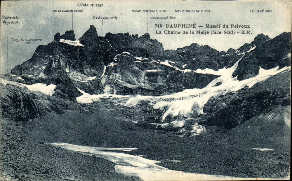 Die Meije-Kette (Südseite) — Massiv des Pelvoux — E.R. — 740 - Vorderseite
