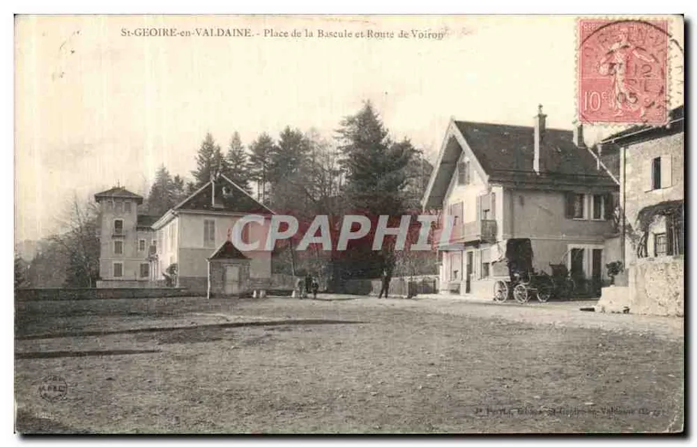 St-Geoire-en-Valdaine — Place de la Basculle und Route de Voiron — Verleger J. Porta, Nr. 38 - Vorderseite