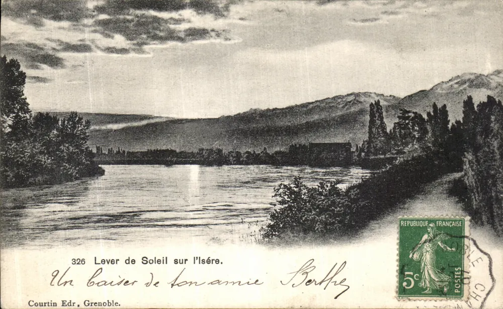 Wschód słońca nad Isarą — Courtoin Edr, Grenoble — Berthiez - Awers