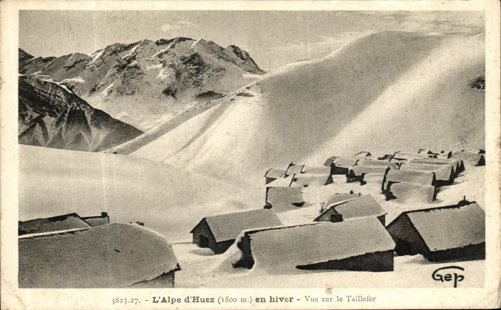 L'Alpe d'Huez (1800 m.) en hiver — Vue sur le Taillefer — éditeur Gep, n° 5623.27 - Vorderseite