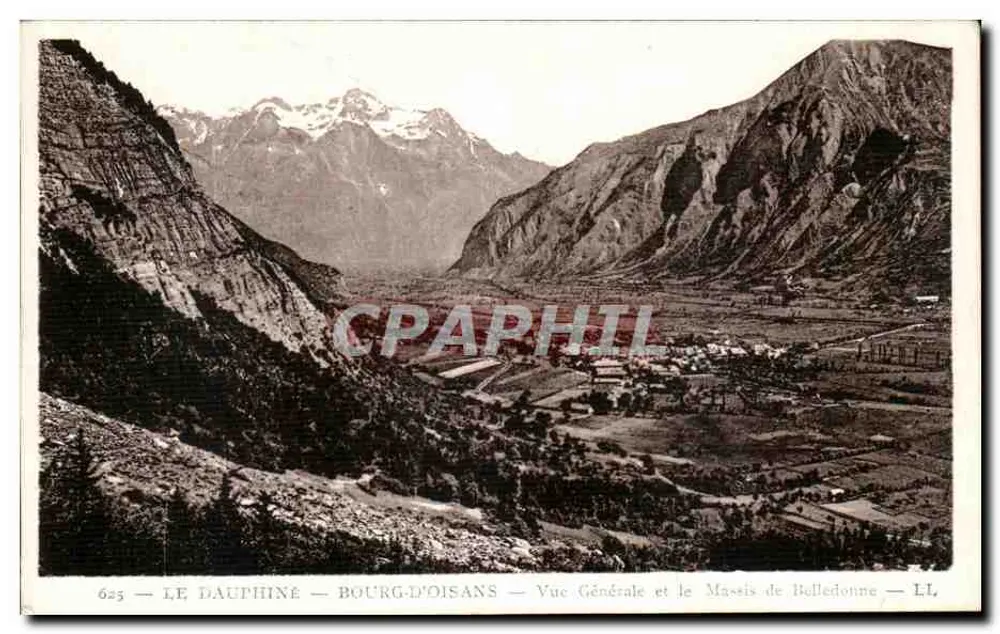 Das Dauphiné — Bourg-d'Oisans — Allgemeiner Blick und das Massiv von Belledonne — LL - Vorderseite