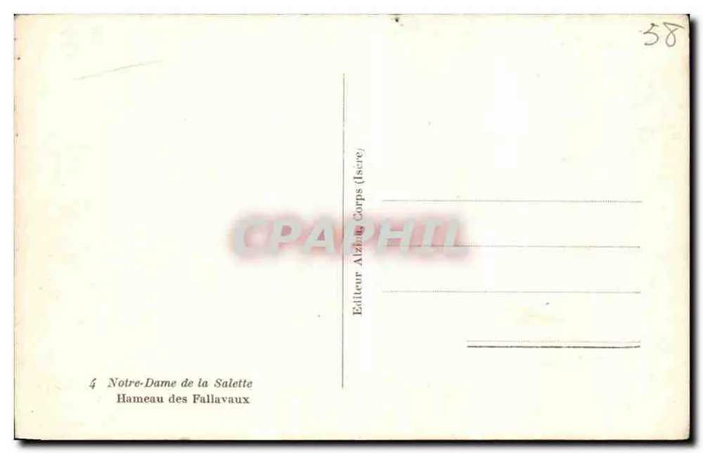 Notre-Dame de la Salette — Hameau des Fallavaux — Verlag Alzina Corps (Isère) - Rückseite