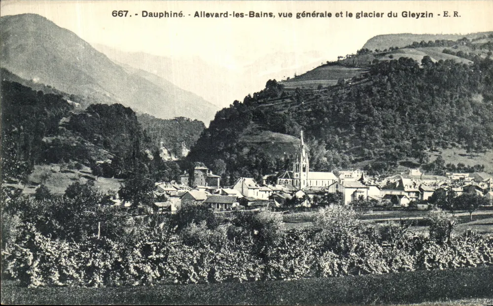 Allevard-les-Bains — allgemeiner Blick und der Gleyzin-Gletscher — E. R. — Nr. 667 - Vorderseite