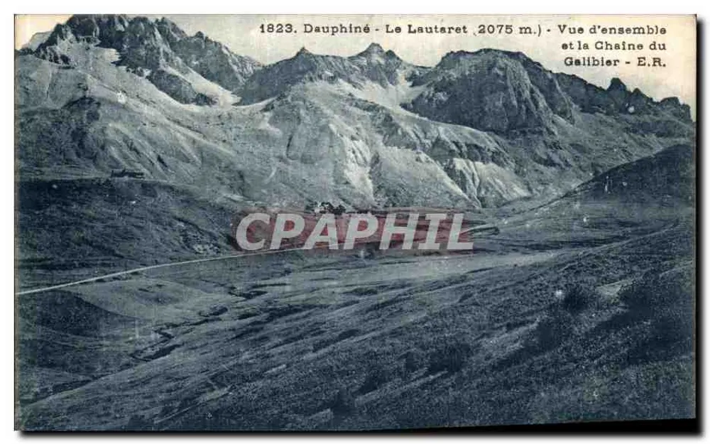Dauphiné - Le Lautaret (2075 m.) - Überblick und die Galibier-Kette - E.R. - Vorderseite