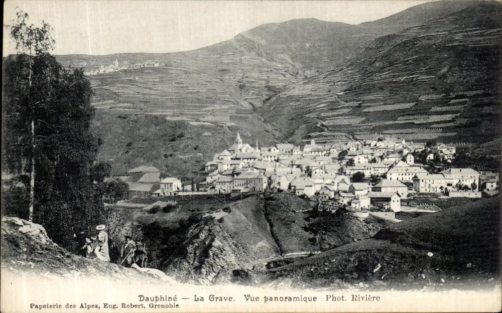 La Grave — Vista panorâmica — Papeterie des Alpes, Eug. Robert, Grenoble - Frente