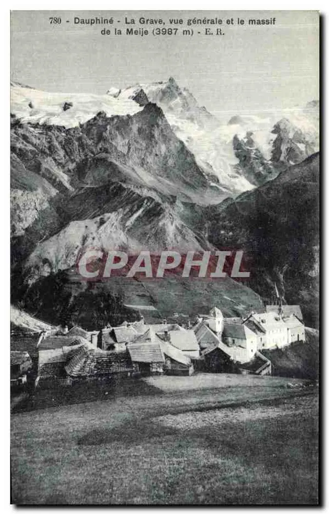 Dauphiné - La Grave, allgemeiner Blick und der Meije-Massiv (3987 m) - E.R. - Vorderseite