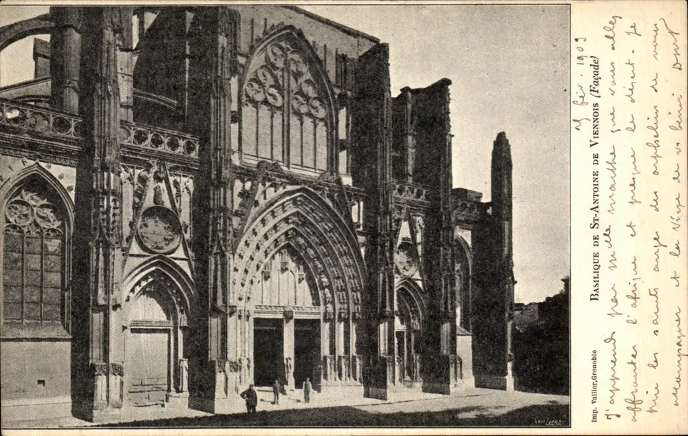 Basilica di San Antonio di Vienna (Pagaie) — vista della facciata gotica — Imp. Vallier Grenoble - Recto