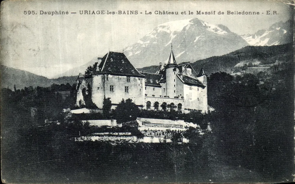 Uriage-les-Bains — Schloss und Massif de Belledonne — Éditeur E.R. - Vorderseite