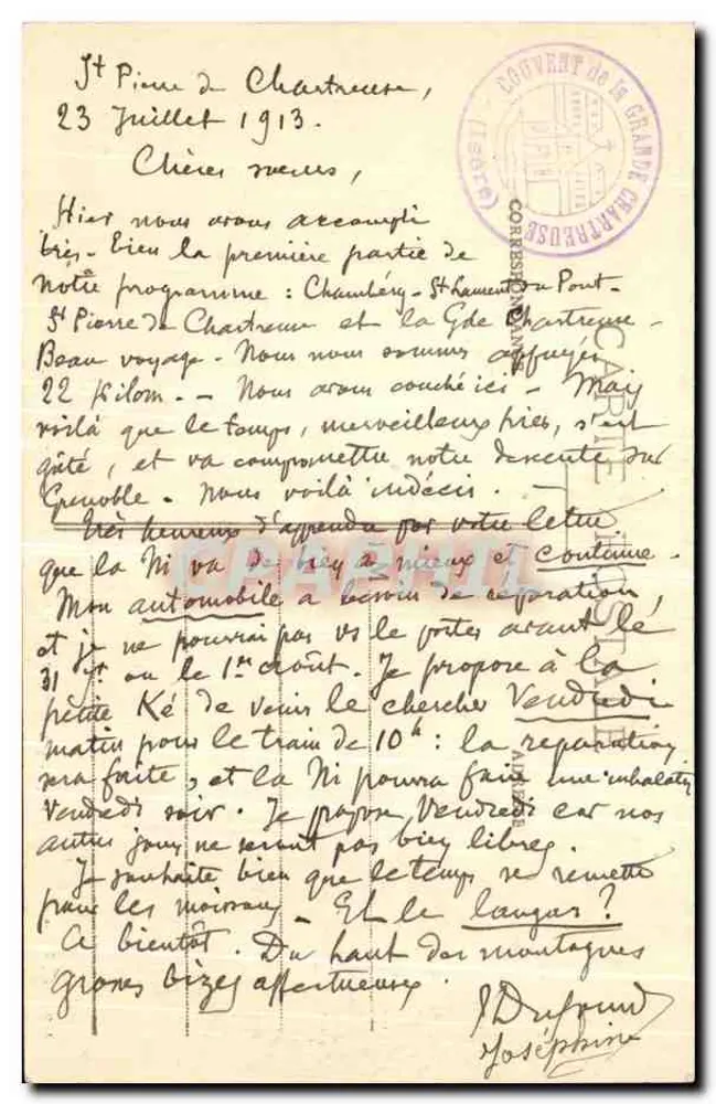 La Grande-Chartreuse - Um Canto do Convento — J. G., editor, Voiron, n° 107 - Verso