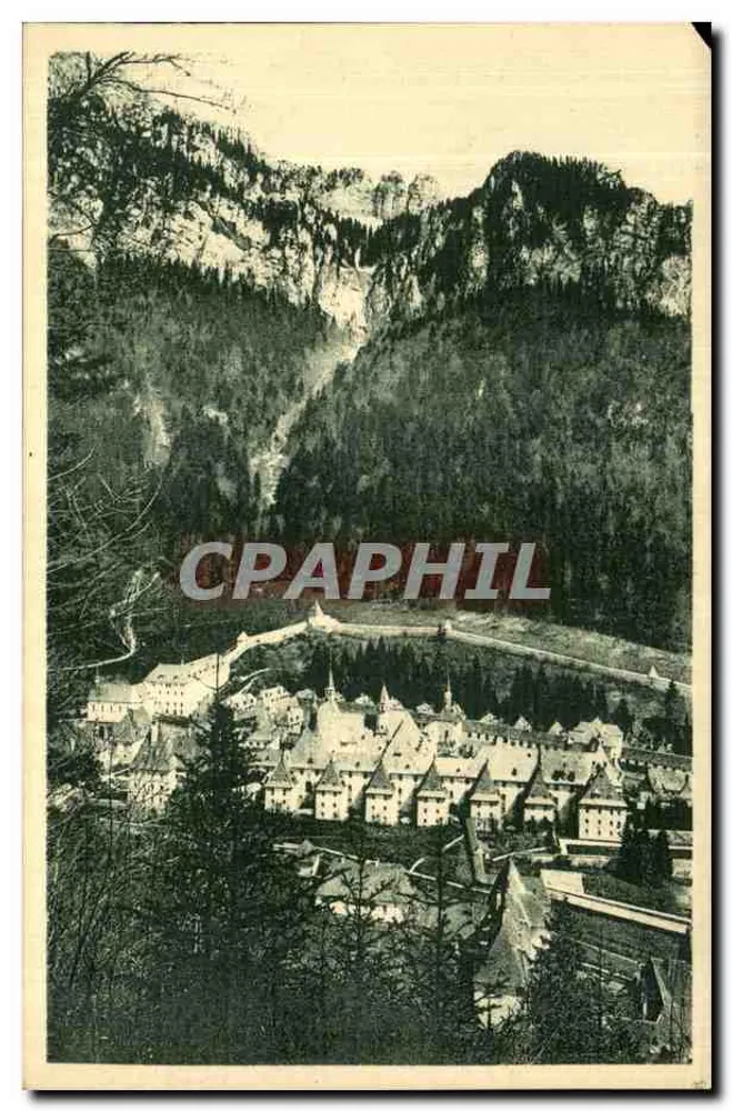 La Grande-Chartreuse — vue panoramique du village au pied du Grand-Som — éditeur A. Mollarret - Grenoble - Frente