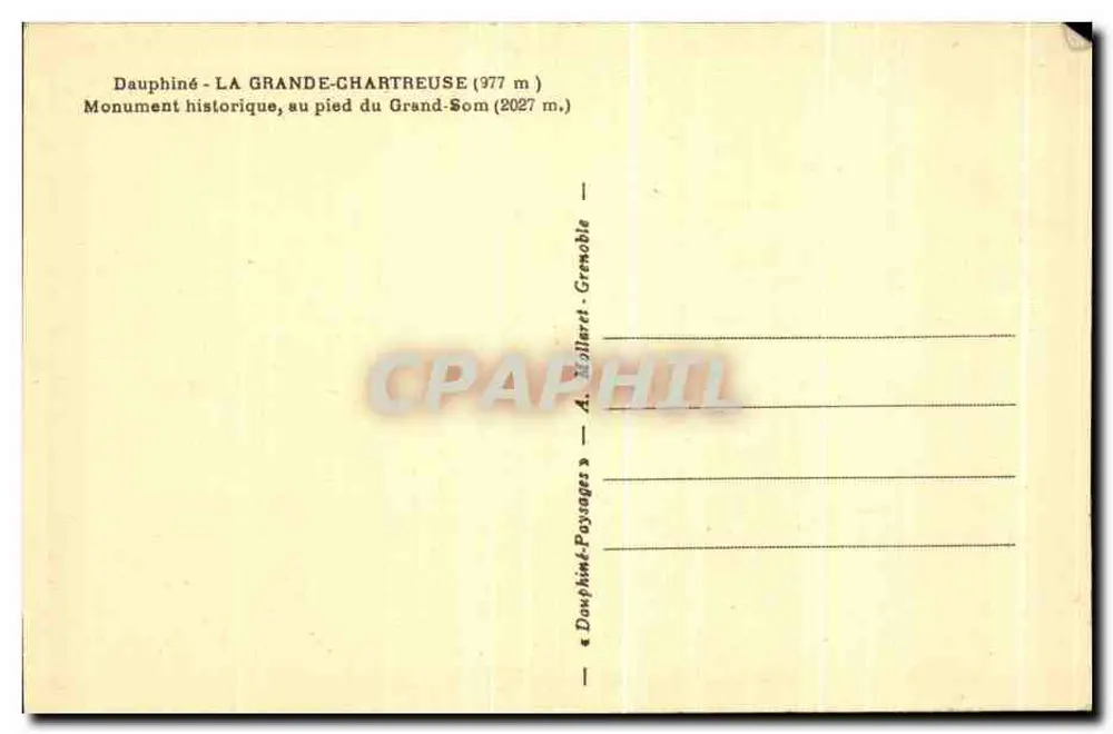 La Grande-Chartreuse — vue panoramique du village au pied du Grand-Som — éditeur A. Mollarret - Grenoble - Verso