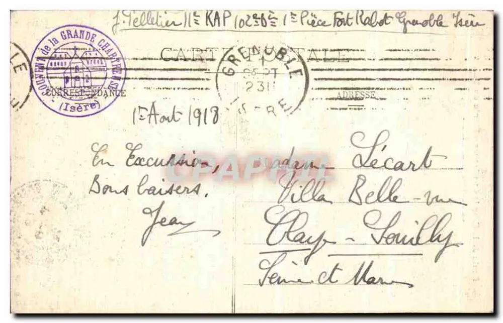 Route de la Grande-Chartreuse - Eintritt in das Wüstenland - Die Brücke von Grand-Logis - Volon - 1908 - Rückseite