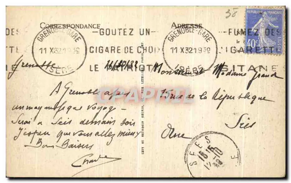 Grenoble — Allgemeine Ansicht und Moucheotte, Aufnahme vom Fort Rabot — LL - Rückseite