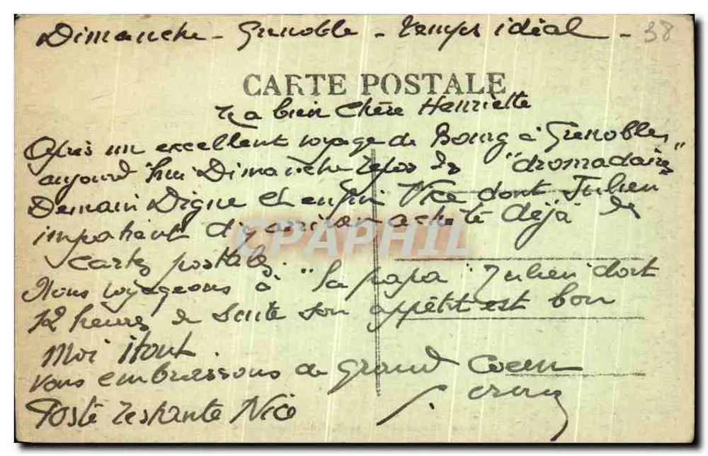 Grenoble — Vista Geral e o Cours St-André — Fot. Combier, Macon - Verso